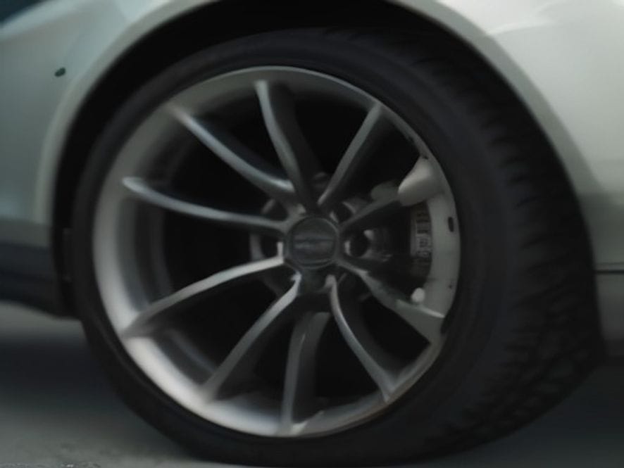 Tyre and rim shine detailing close-up