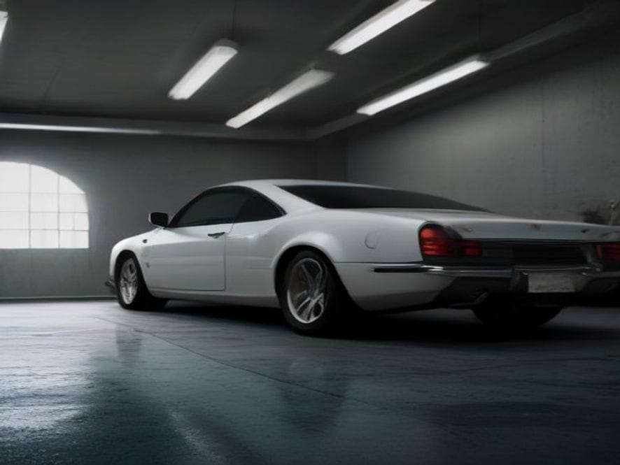 Ceramic-protected car body reflecting the wash bay
